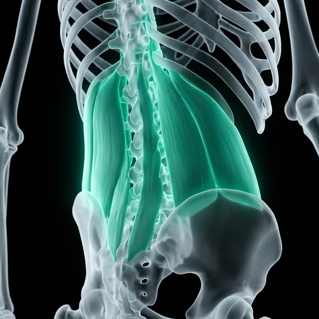 Anatomia da lombar com a musculatura estabilizadora ativa